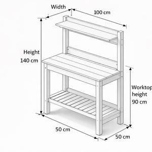 Garden Potting Bench Plans PDF | DIY Wooden Potting Table With Shelf - Etsy