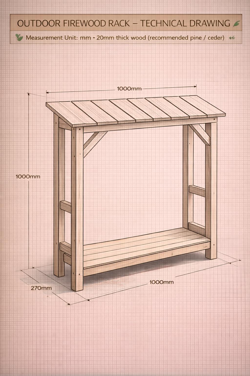Diy Material Rack Plan.pdf Outdoor Firewood Rack Plans PDF | DIY Wood Storage Holder - Etsy
