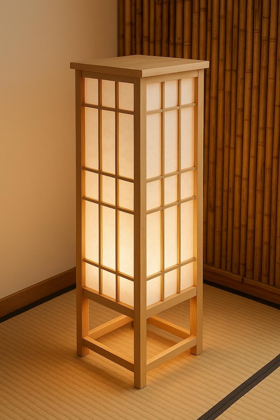 Japanese Shoji Floor Lamp Woodworking Plan: DIY Zen Lantern (PDF