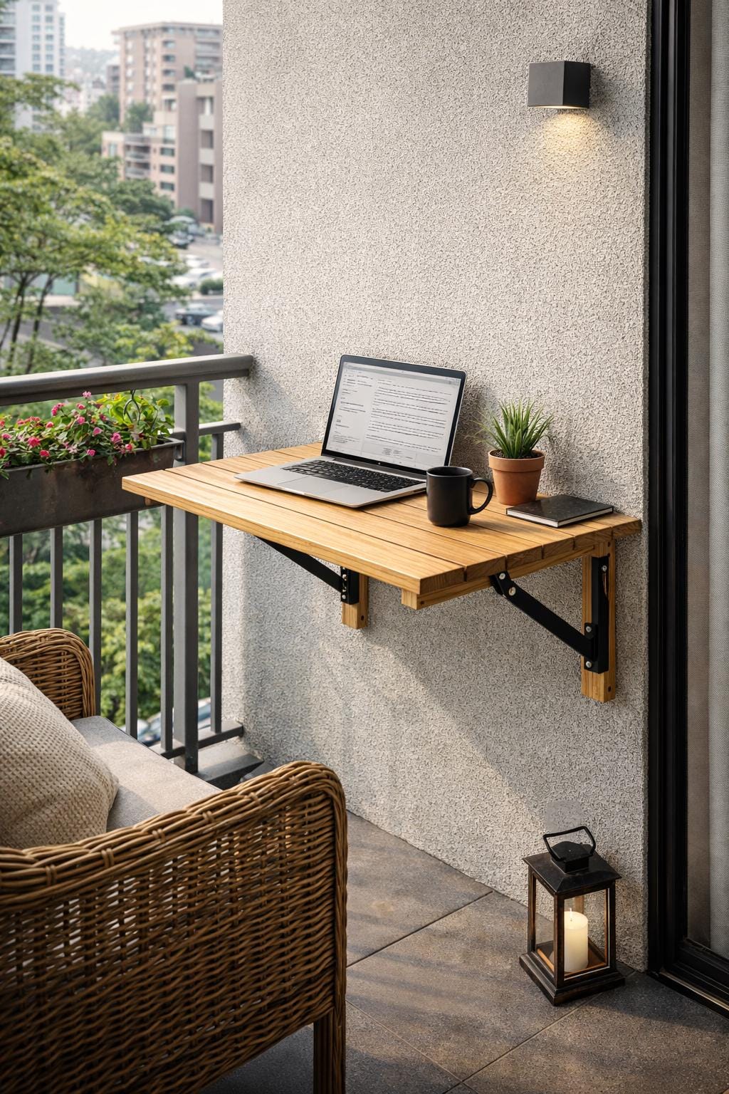 Plans de table murale extérieure pliable - Etabli pour balcon bricolage peu encombrant