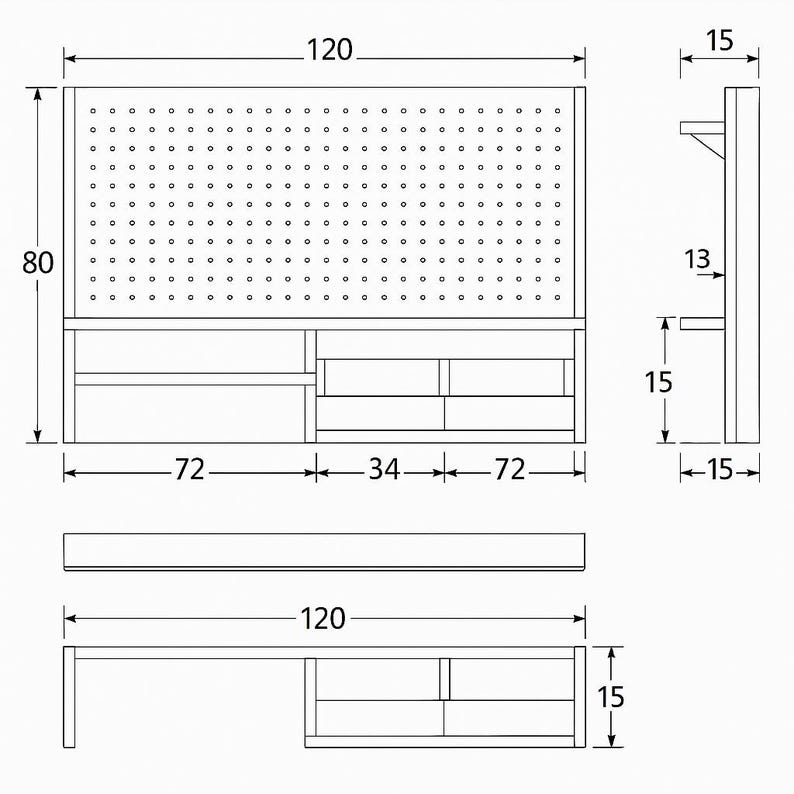 Tool Rack Drawing Workbench Organizer Woodworking Plan, DIY Garage Tool Storage (PDF ...