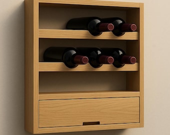 Botellero oculto para almacenamiento de vinos – Plano de estantería de pared DIY – Plano de carpintería – PDF digital imprimible