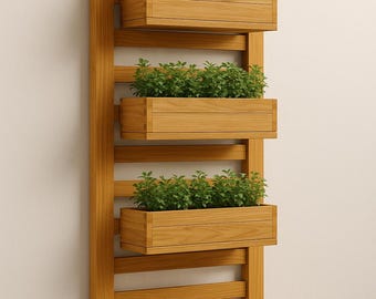 Vertical Herb Garden Plan – Wall Mounted Wooden Planter
