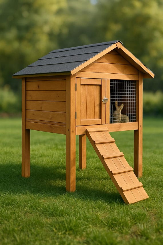 Elevated Rabbit Hutch Plan – DIY Wooden Bunny House Blueprint
