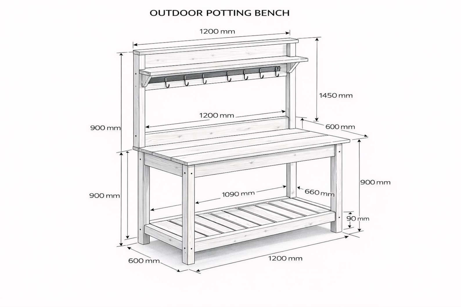 Outdoor Potting Bench Plans PDF | Wooden Garden Workbench DIY Plan - Etsy