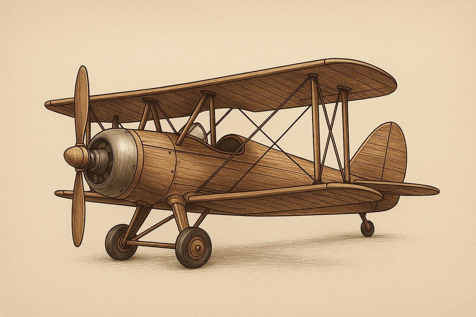 木製複葉機の模型設計図 – DIYヴィンテージ飛行機の設計図 – デジタル 