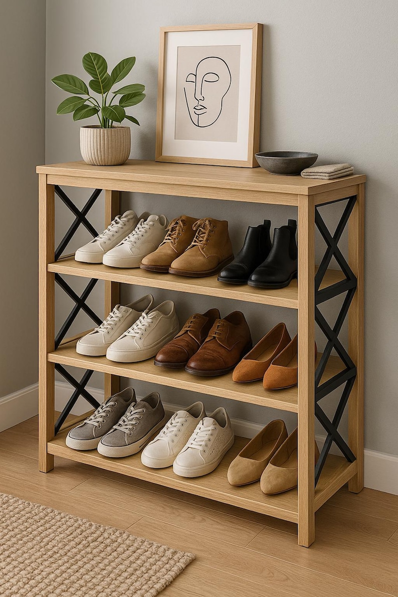 Modular Shoe Rack Woodworking Plan: DIY Entryway Organizer (PDF ...