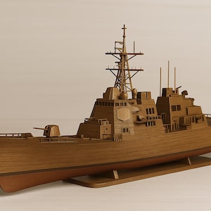 Modern Warship Model Plan PDF – Laser Cut Ready Destroyer Blueprint – DIY Naval Ship Woodworking