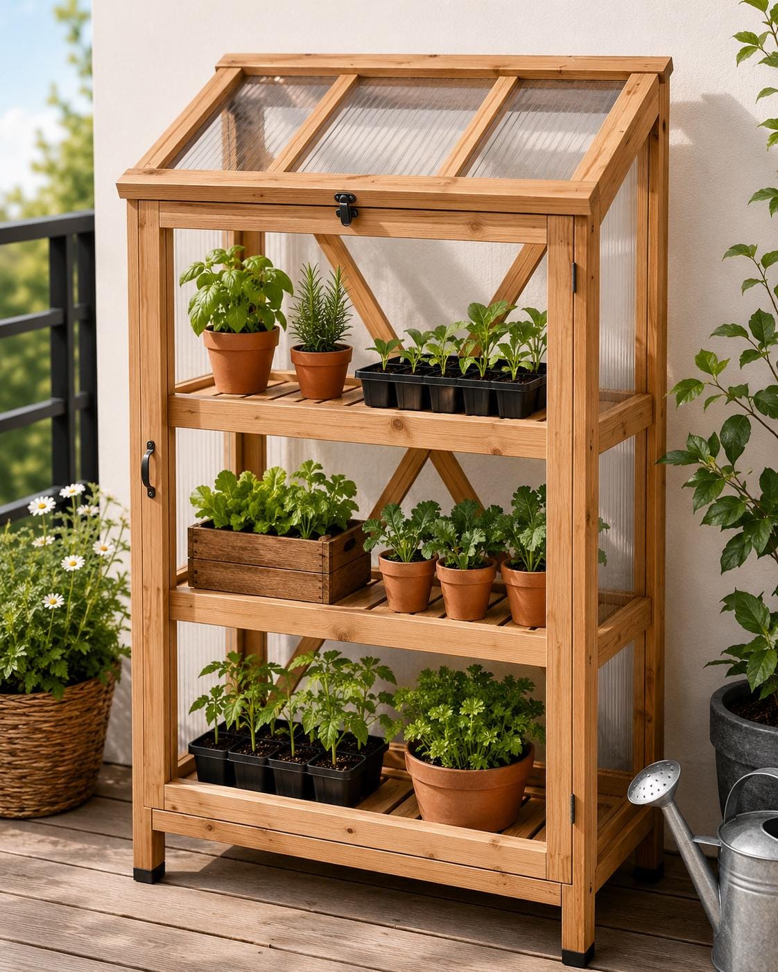Mini Greenhouse Shelf Plans | DIY Wooden Plant Stand Blueprint