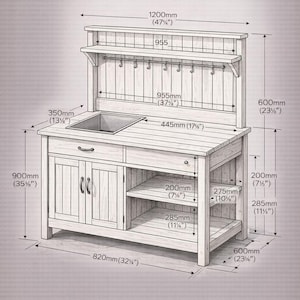 Potting Bench Plans PDF | Wooden Garden Workbench DIY | Outdoor Potting ...