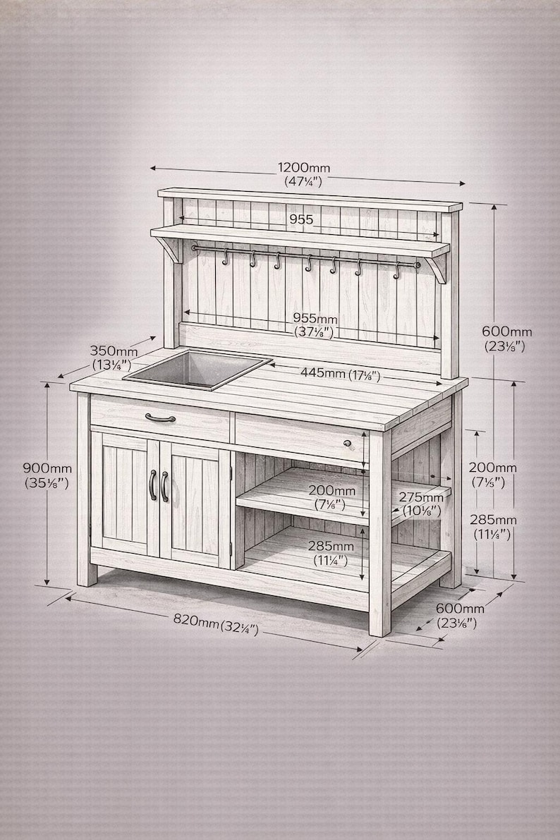 Potting Bench Plans PDF | Wooden Garden Workbench DIY | Outdoor Potting ...