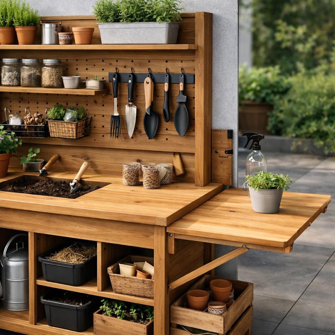 Garden Potting Bench Plans | DIY Woodworking Workstation (PDF Download ...