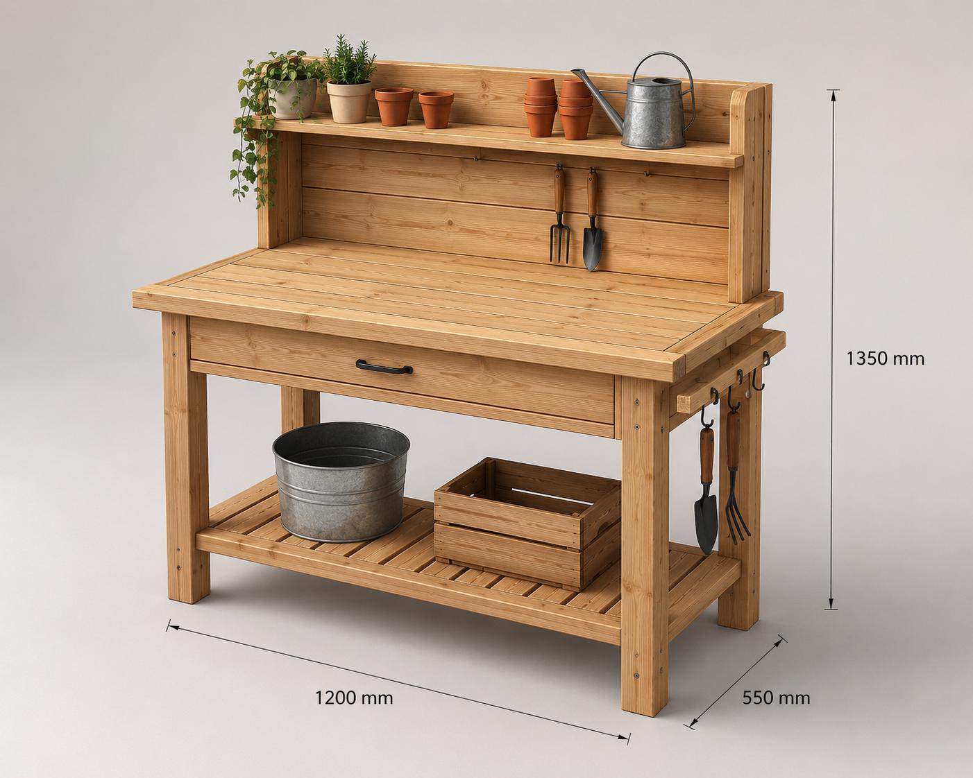 Outdoor Potting Bench Plans PDF | DIY Wooden Garden Workstation ...