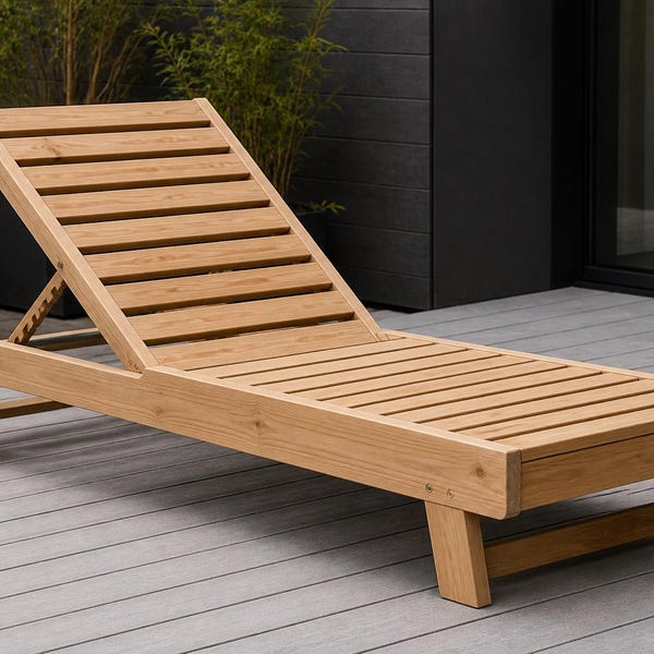 Outdoor Sun Lounger Plans PDF | DIY Wooden Patio Sunbed Chair Blueprint