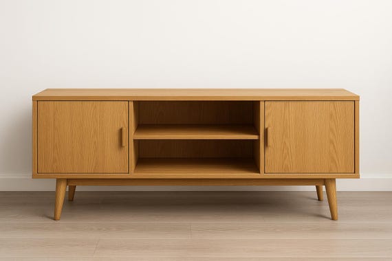 Mid-Century Modern TV Stand Plan: DIY Woodworking PDF (150x39x50cm)