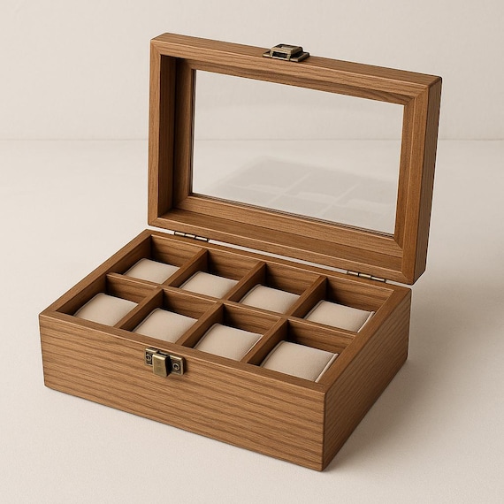 Wooden Watch Box Plan (8 Slots) DIY Watch Display Case Blueprint