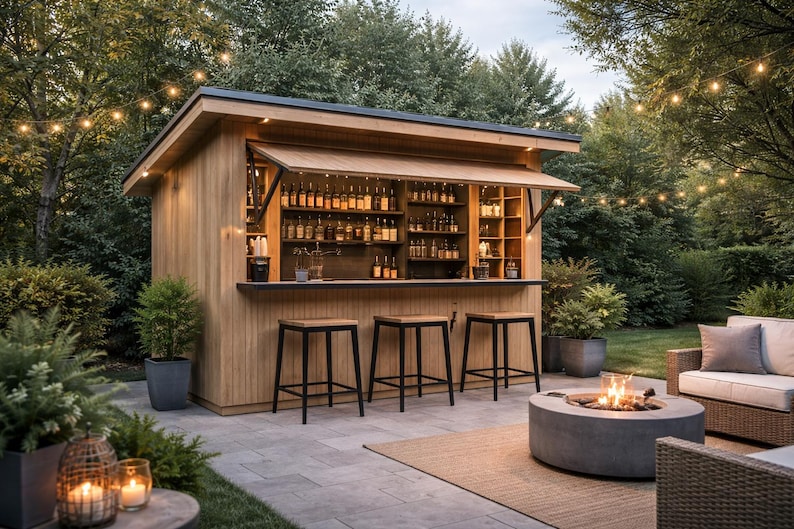 Modern Outdoor Bar Shed Plans PDF - Etsy