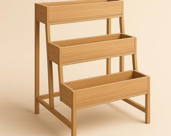 Dreistöckiger Blumentopf / Blumentopf / Plane aus Holz