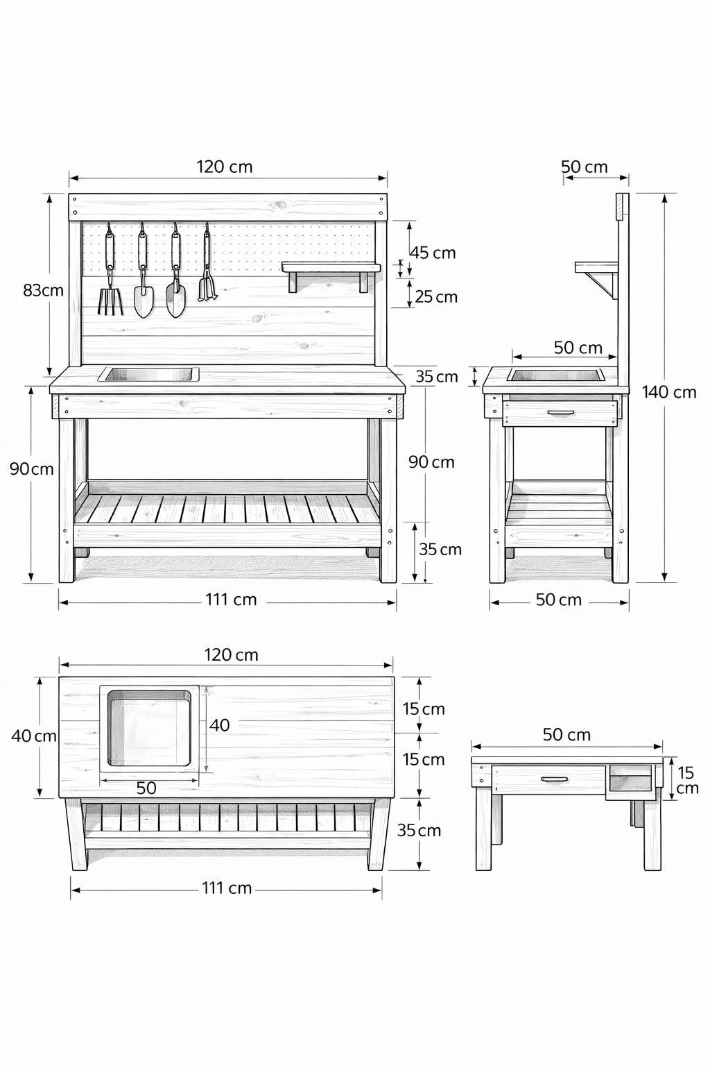 Potting Bench Plans PDF | DIY Garden Work Table - Etsy