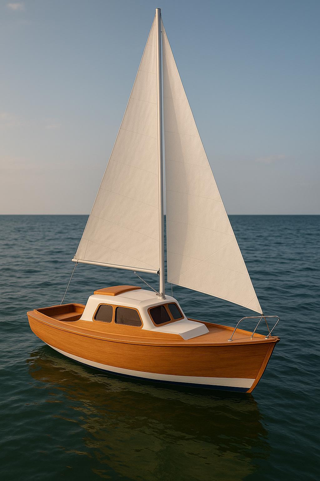 Small Cabin Sailboat Plan – DIY Wooden Sailing Boat Blueprint – Single Mast Sailing Dinghy PDF Plan