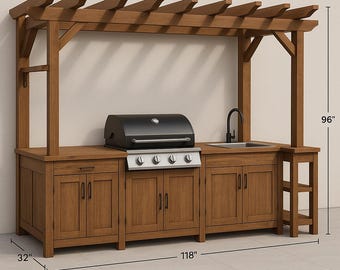 Plan budowy stanowiska do grillowania w kuchni na świeżym powietrzu, projekt stołu do grillowania DIY (do pobrania w formacie PDF)