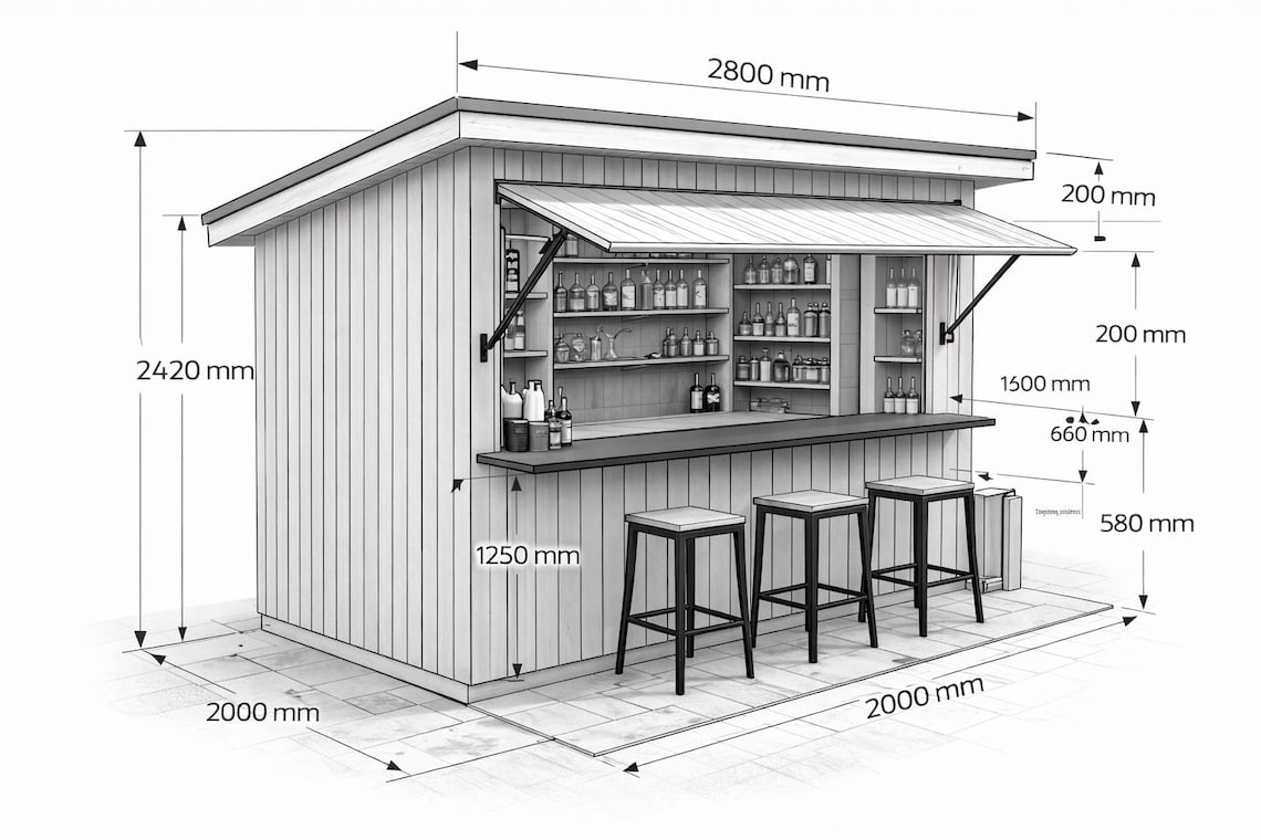 Modern Outdoor Bar Shed Plans PDF - Etsy