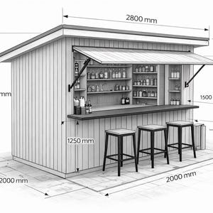Modern Outdoor Bar Shed Plans PDF - Etsy