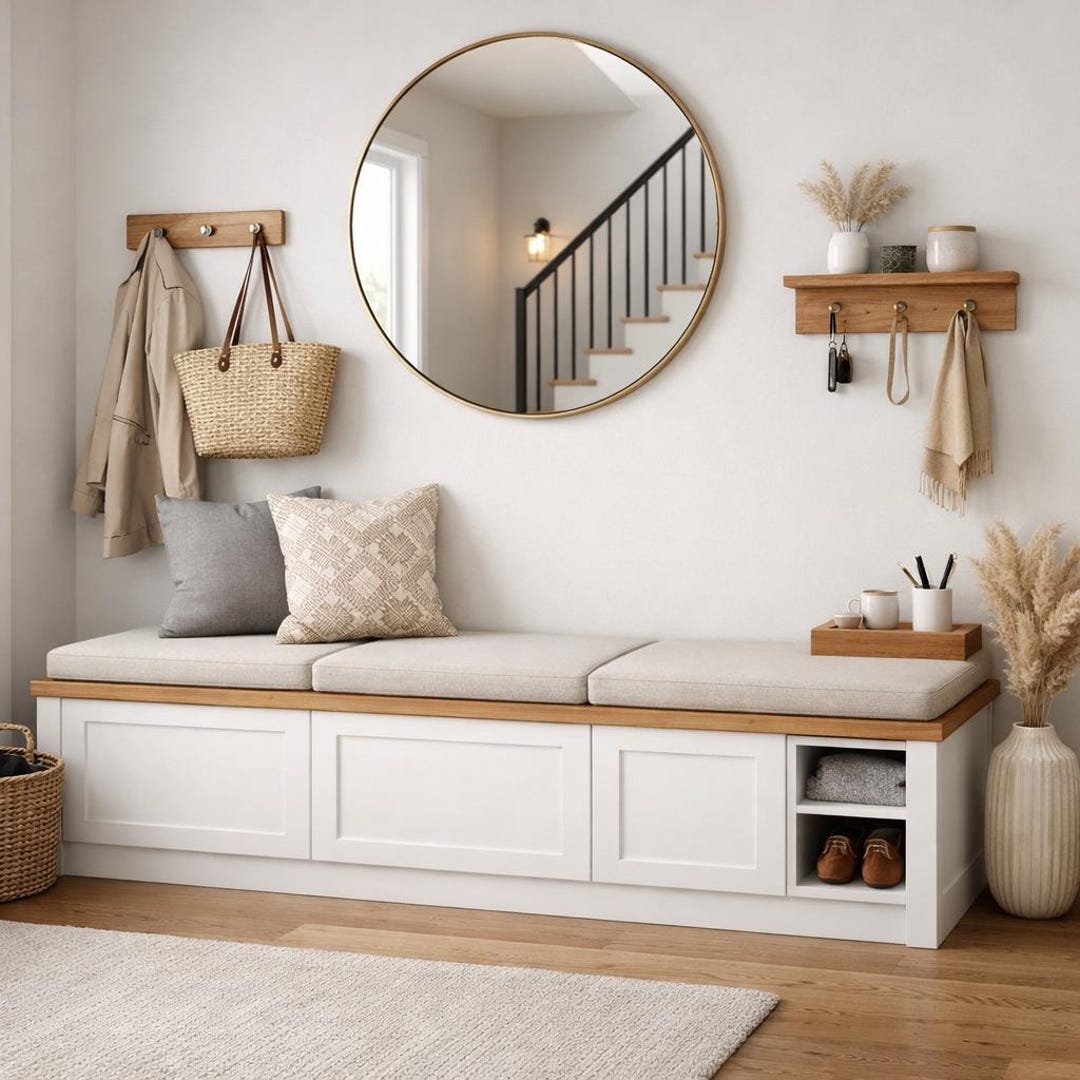 Built in Bench With Storage Plans – DIY Entryway Seating Cabinet ...