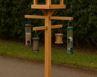 DIY Bird Feeder Station Woodworking Plan: Rustic Garden Decor (PDF)