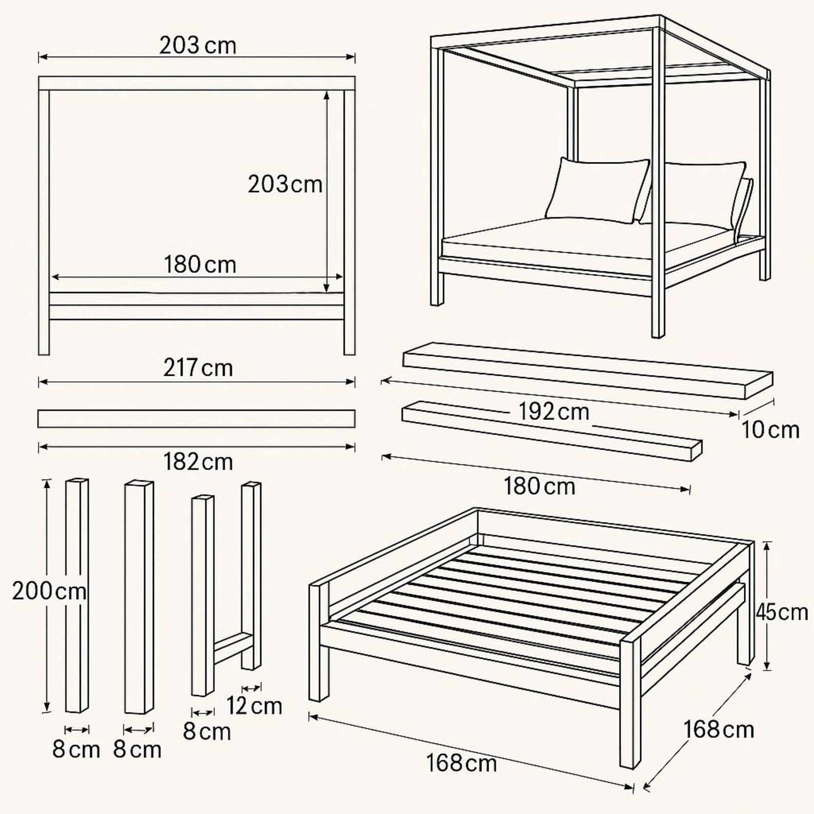 DIY Outdoor Daybed With Canopy: Woodworking Plan (digital Download PDF