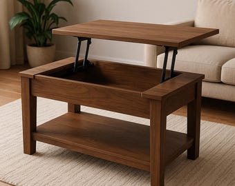 Plano para construir una mesa de centro con tapa elevable / Plano para mesa de almacenamiento DIY (Descarga en PDF)