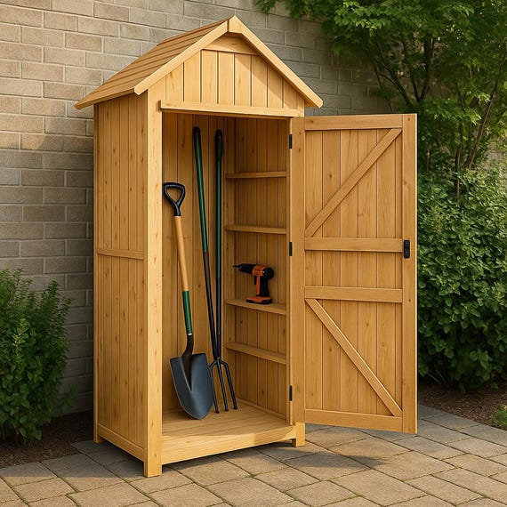 DIY Garden Storage Cabinet Plan: Tall Wooden Tool Shed Blueprint (PDF Download, 180cm Height)