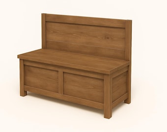 Rustic Storage Bench Woodworking Plan, DIY Entryway Furniture (PDF)