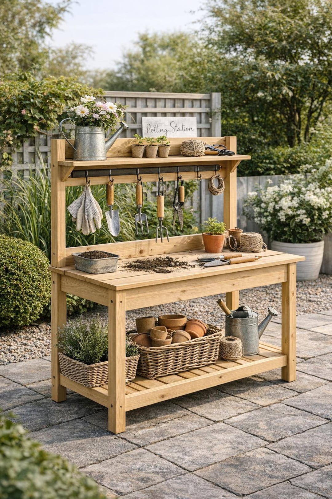 Outdoor Potting Bench Plans PDF | Wooden Garden Workbench DIY Plan - Etsy