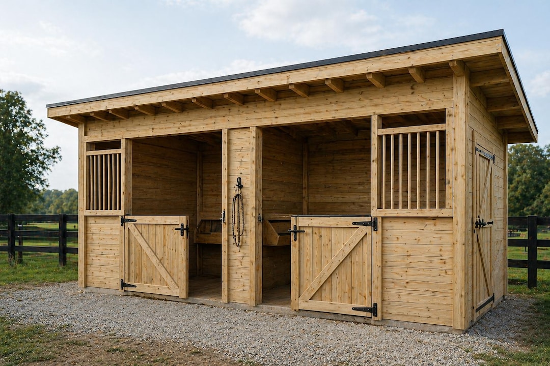 Horse Stable Plans PDF | DIY Wooden Barn Stall Blueprint - Etsy