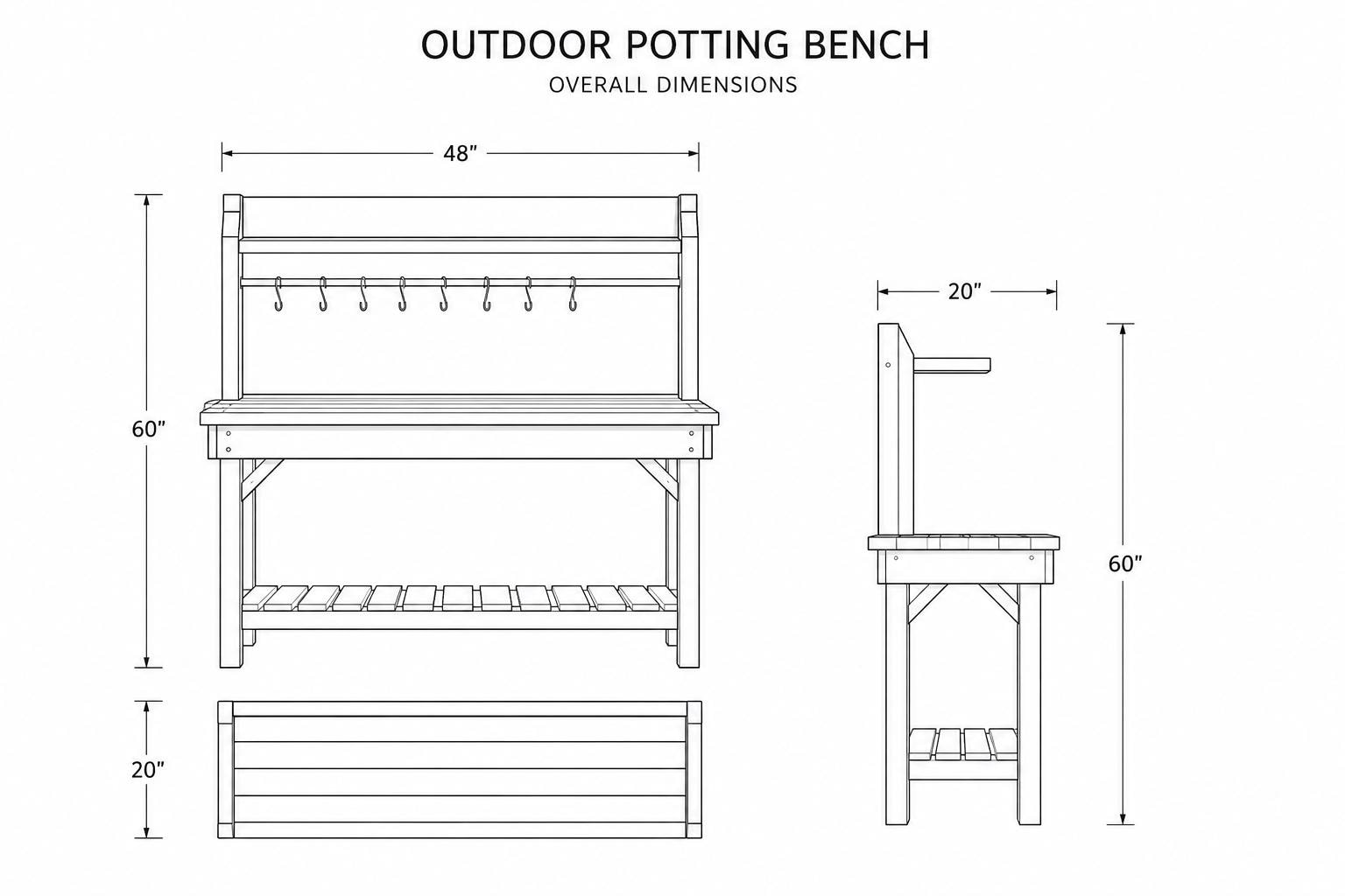Outdoor Potting Bench Deluxe Plans | DIY Garden Workstation Blueprint ...