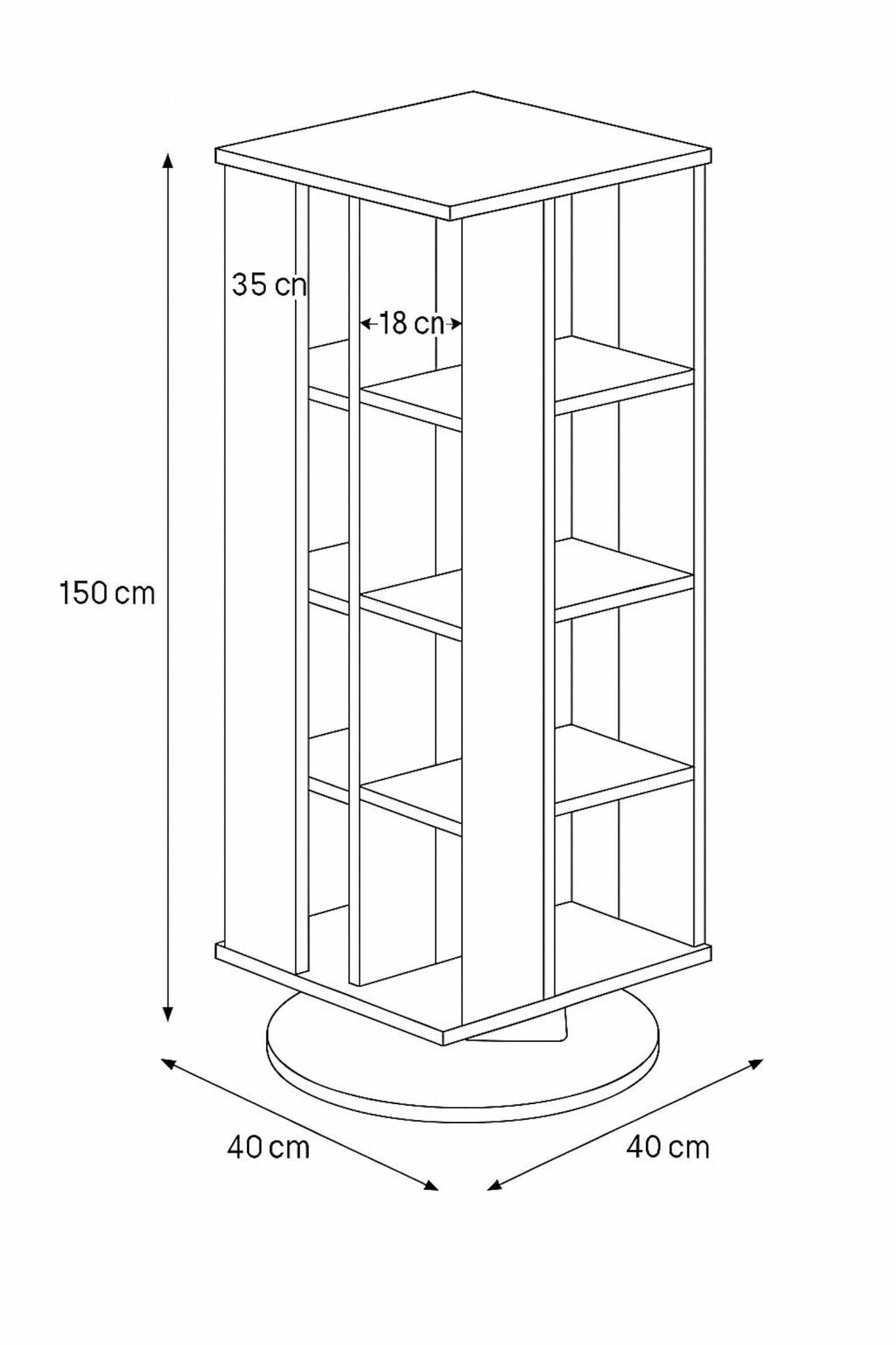 Rotating Bookshelf Tower Plan | DIY 360 Bookcase | Nordicblueprints PDF ...
