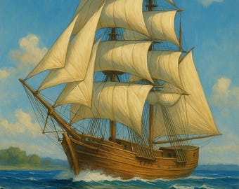 Wooden Sailboat Plans – DIY Model Ship Blueprint – Nautical Woodcraft Project PDF – Printable Parts & Guide