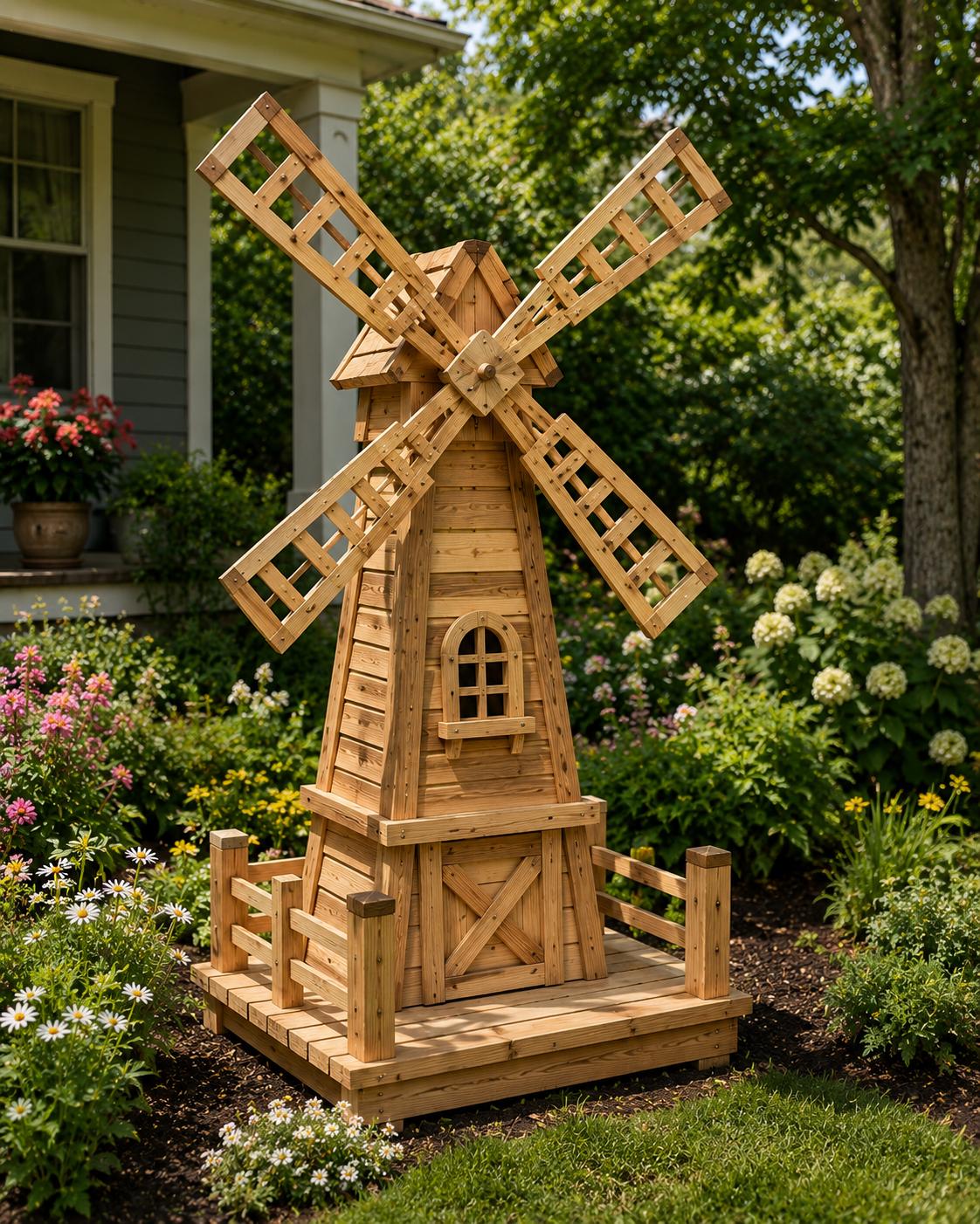 Wooden Garden Windmill Plans PDF | DIY Outdoor Windmill Blueprint