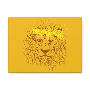 Lion of Judah Christian Wall Decor, Religious Artwork, Matte Stretched Canvas, 1 25 Inch, Unique Christian Gift for Home or Office
