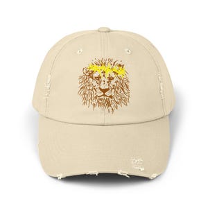 Distressed Cap, Lion of Judah Christian Hat, Religious Headwear, Unisex Baseball Cap, Faith Apparel, Religious Gift
