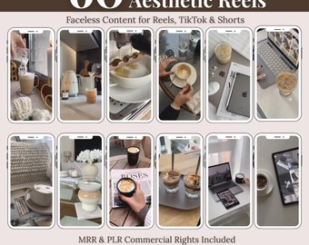 Reels con estética de café de lujo suave / Paquete de contenido sin rostro / Reels de Instagram y cortos de TikTok / B-roll de café color crema beige / PLR MRR Reventa