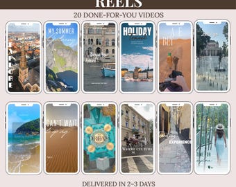 Paquete de vídeos de viaje personalizados / 20 vídeos sin rostro listos para usar para Instagram y TikTok