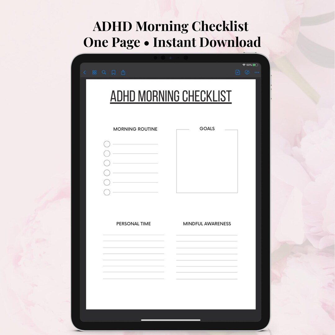ADHD Morning Checklist | One-page Daily Routine Planner (instant ...
