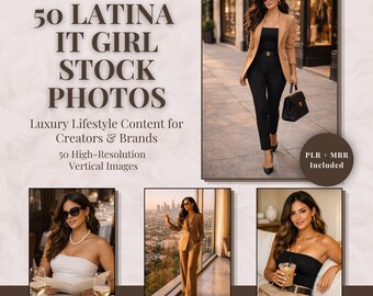 50 fotos de stock de chicas latinas de moda / Vídeos de viajes de lujo sin rostro / Directora ejecutiva de jets privados y áticos / Contenido PLR para Instagram y Pinterest
