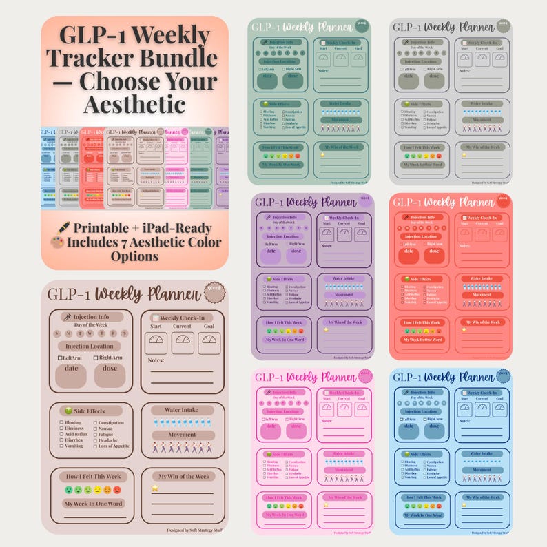 GLP-1 Weight Loss Tracker Bundle: Injection & Progress Log (PDF Digital ...