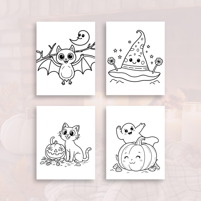 50 Halloween Coloring Pages for Kids: Printable Activity Bundle ...