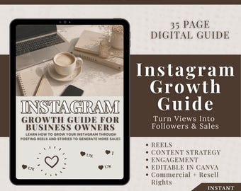 Instagram Growth Guide for Business Owners | Reels Strategy + Content Ideas | Canva Editable | Resell Rights