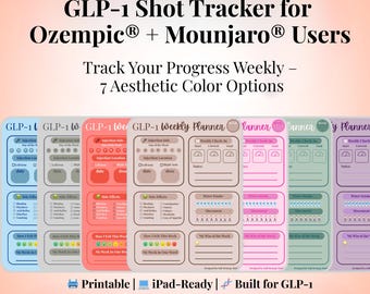 GLP-1 Weight Loss Tracker Bundle: Injection & Progress Log (PDF Digital Download)