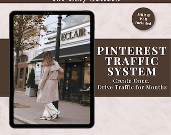 Sistema de tráfico de Pinterest para Etsy / 40 plantillas de pines de Canva + Guía de marketing para productos digitales